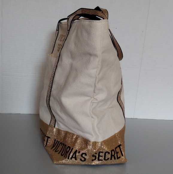 Victoria Secret Gold Glitter Canvas Bag - Picture 5 of 13